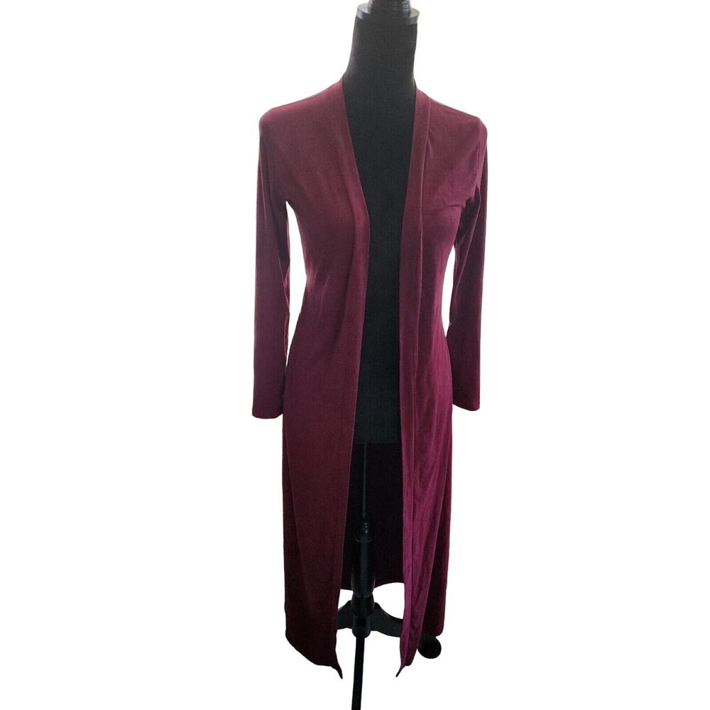 Identity Burgungy Peachskin Fabric Cardigan Size Xs